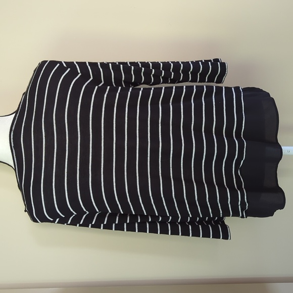 Talbots Striped Rayon Blend Top Large Petite Black White Stripes - Picture 9 of 16